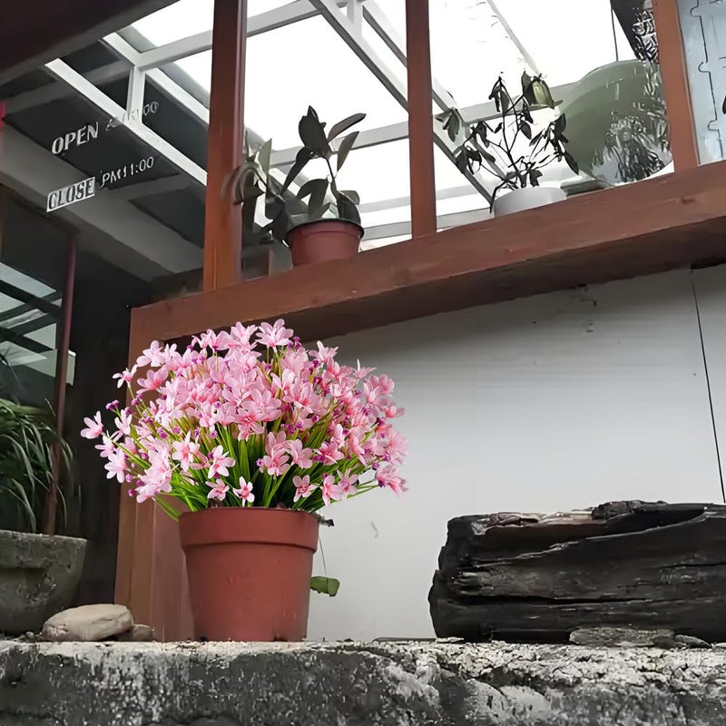 HAPLIA 8 Bundles Artificial Daffodils Flowers, Fake Artificial Greenery UV Resistant No Fade Faux Plastic Plants for Wedding Bridle Bouquet Indoor Outdoor Home Garden Kitchen Office Table Vase (Pink) - Image 5